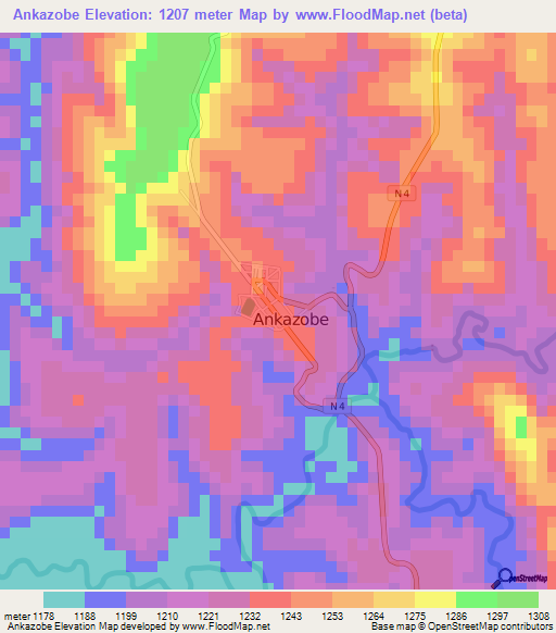 Ankazobe,Madagascar Elevation Map