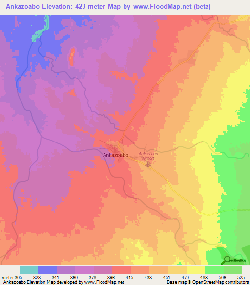 Ankazoabo,Madagascar Elevation Map