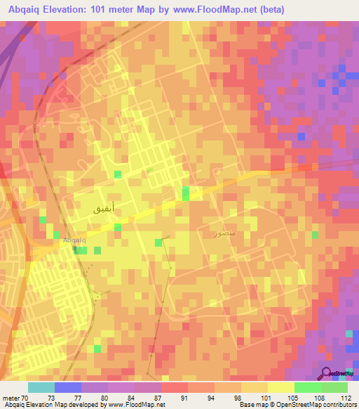 Abqaiq,Saudi Arabia Elevation Map