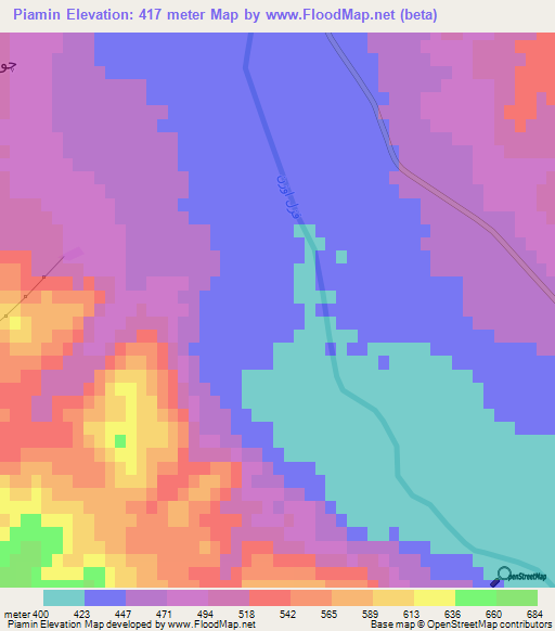 Piamin,Iran Elevation Map