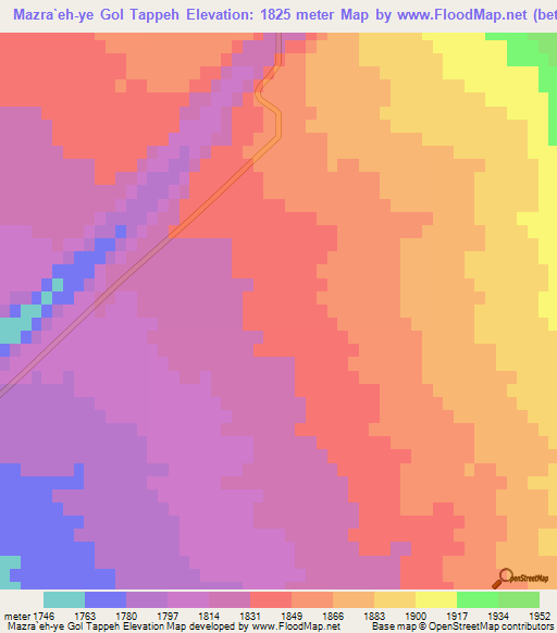 Mazra`eh-ye Gol Tappeh,Iran Elevation Map
