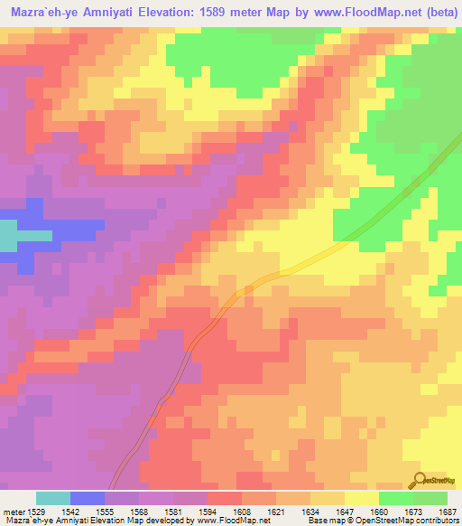 Mazra`eh-ye Amniyati,Iran Elevation Map