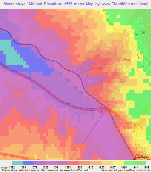 Mazra`eh-ye `Aliabad,Iran Elevation Map