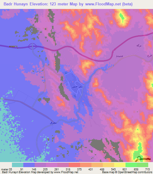 Badr Hunayn,Saudi Arabia Elevation Map