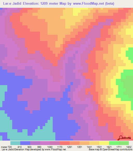 Lar-e Jadid,Iran Elevation Map