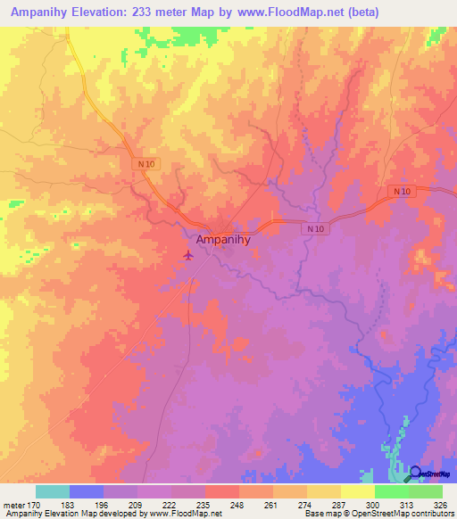 Ampanihy,Madagascar Elevation Map