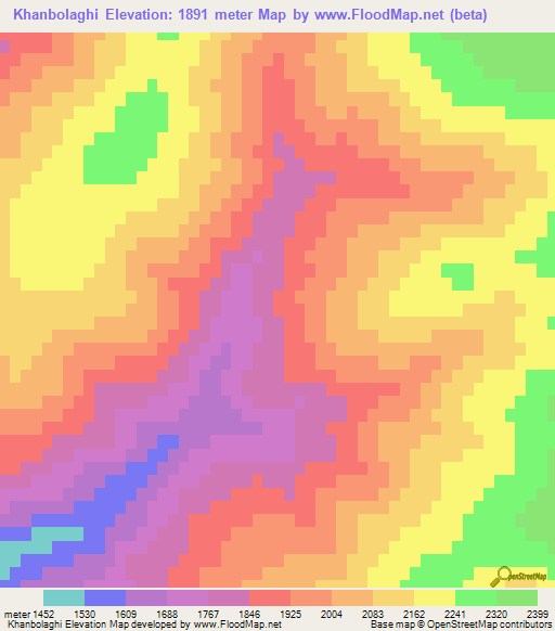 Khanbolaghi,Iran Elevation Map