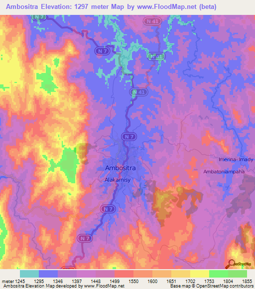Ambositra,Madagascar Elevation Map