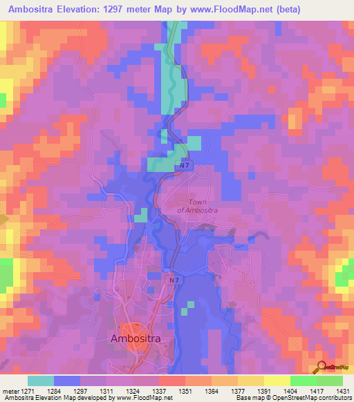 Ambositra,Madagascar Elevation Map