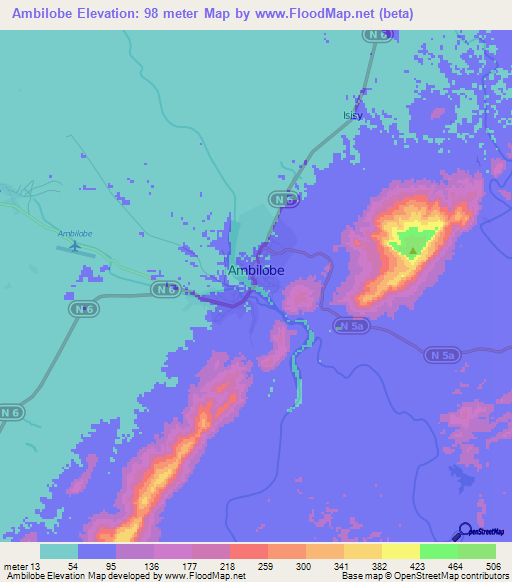 Ambilobe,Madagascar Elevation Map
