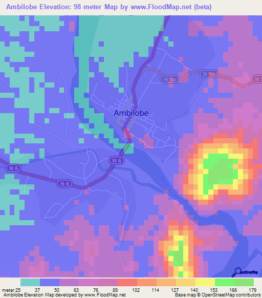 Ambilobe,Madagascar Elevation Map
