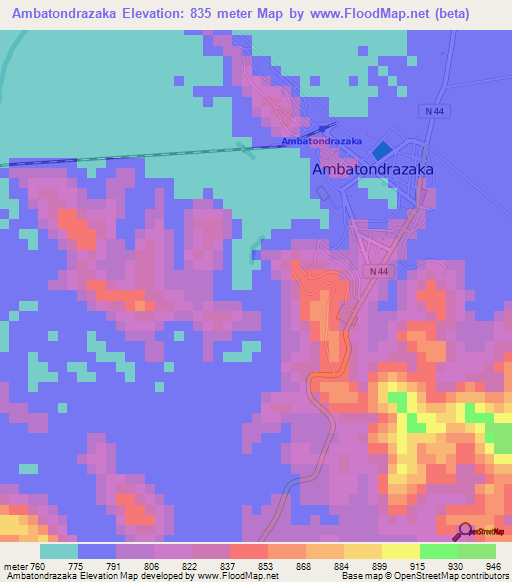 Ambatondrazaka,Madagascar Elevation Map