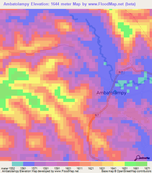 Ambatolampy,Madagascar Elevation Map