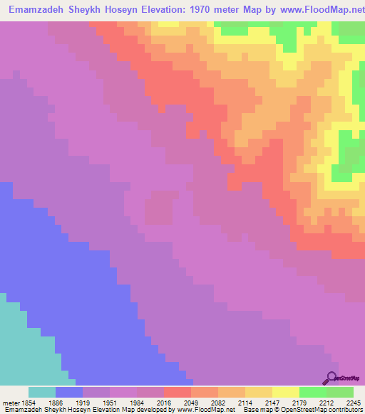 Emamzadeh Sheykh Hoseyn,Iran Elevation Map