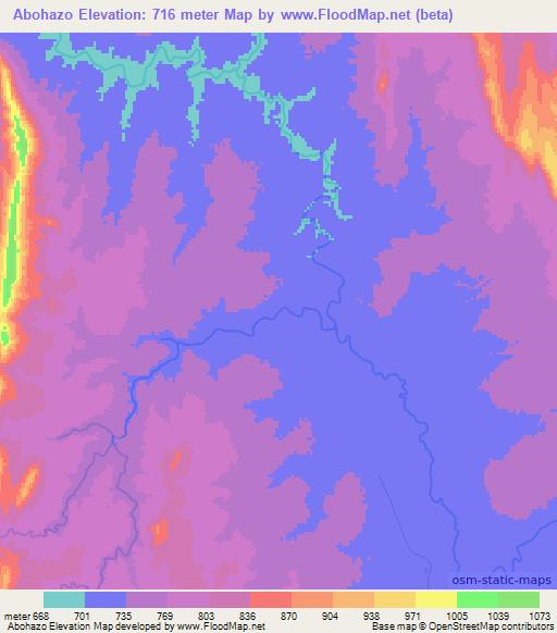 Abohazo,Madagascar Elevation Map