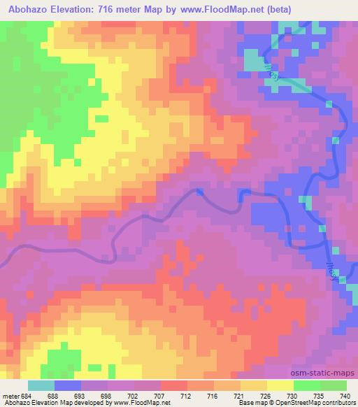 Abohazo,Madagascar Elevation Map
