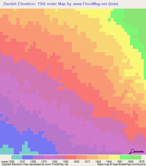 Dazdeh,Iran Elevation Map