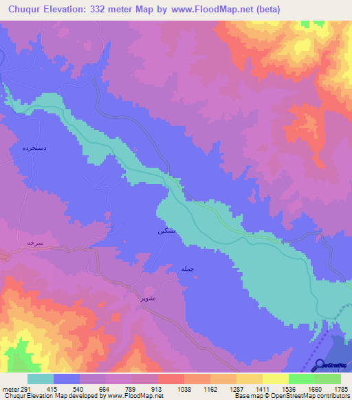 Chuqur,Iran Elevation Map