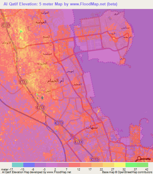 Al Qatif,Saudi Arabia Elevation Map