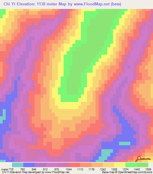 Chi Yi,Iran Elevation Map