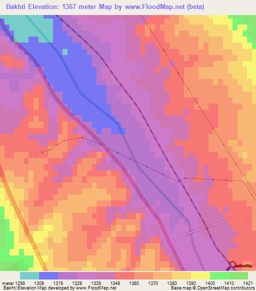 Bakhti,Iran Elevation Map