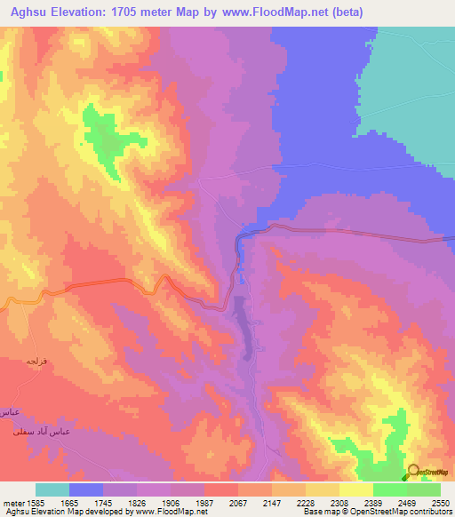 Aghsu,Iran Elevation Map