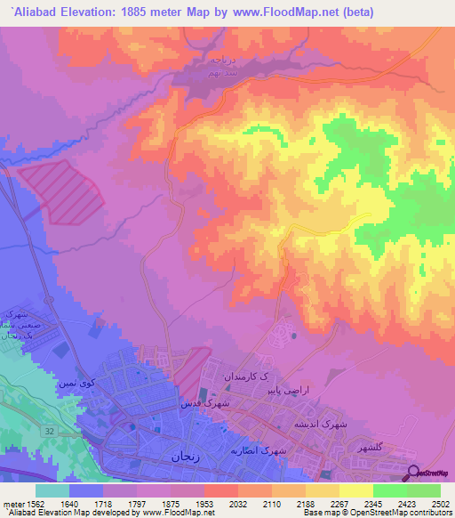 `Aliabad,Iran Elevation Map