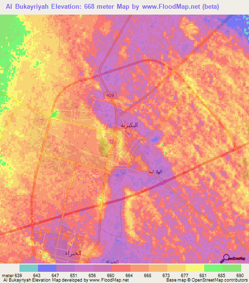 Al Bukayriyah,Saudi Arabia Elevation Map