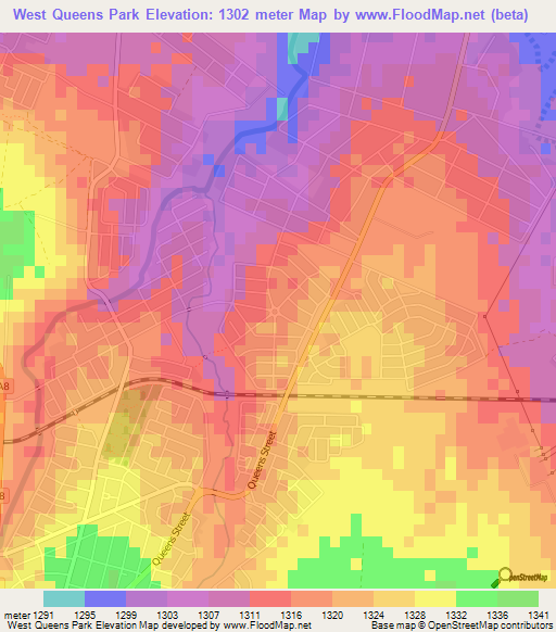 West Queens Park,Zimbabwe Elevation Map