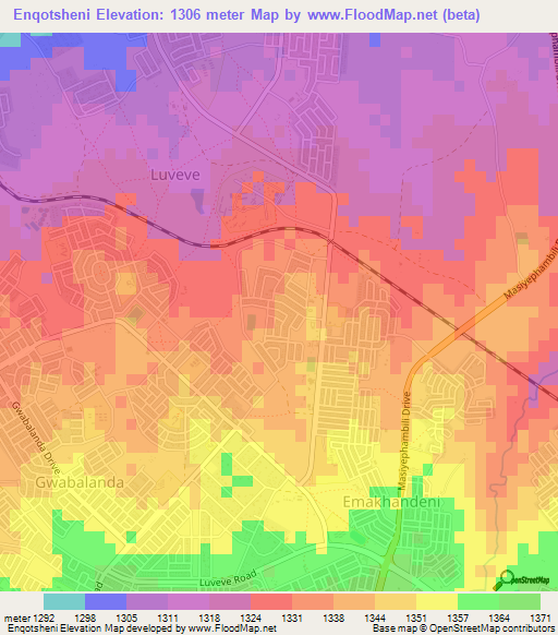 Enqotsheni,Zimbabwe Elevation Map