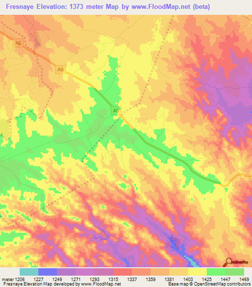 Fresnaye,Zimbabwe Elevation Map