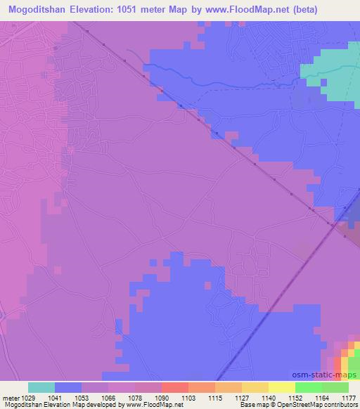 Mogoditshan,Botswana Elevation Map