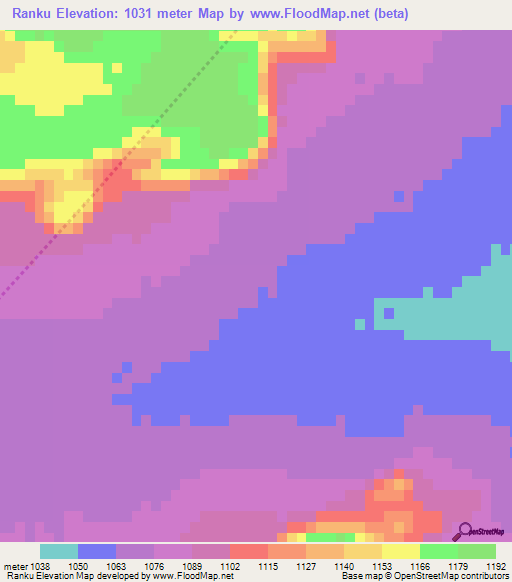 Ranku,Botswana Elevation Map