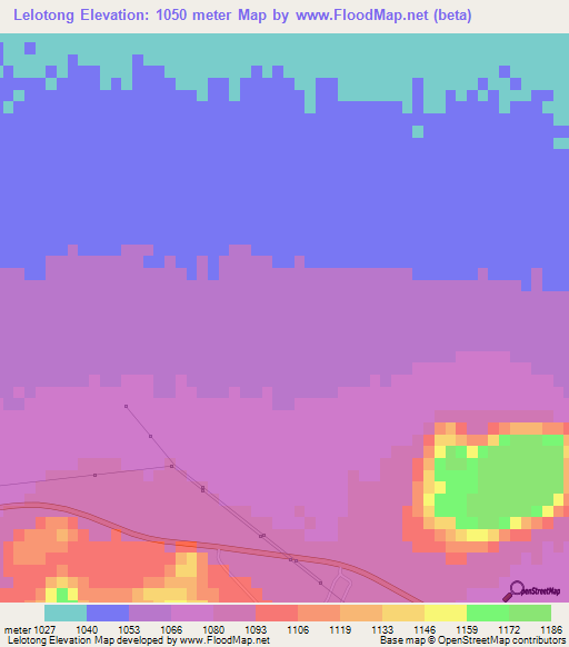 Lelotong,Botswana Elevation Map