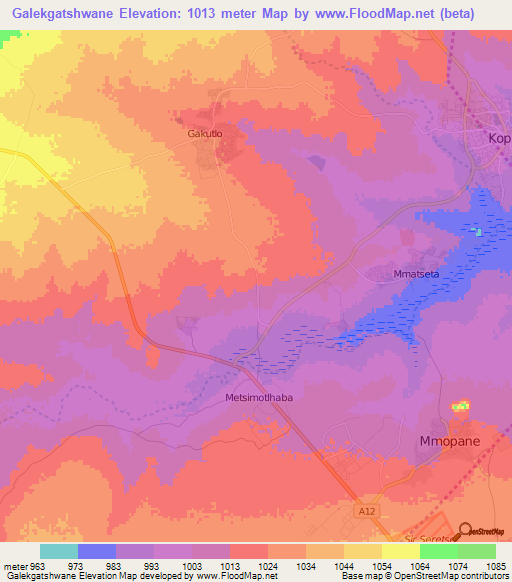 Galekgatshwane,Botswana Elevation Map