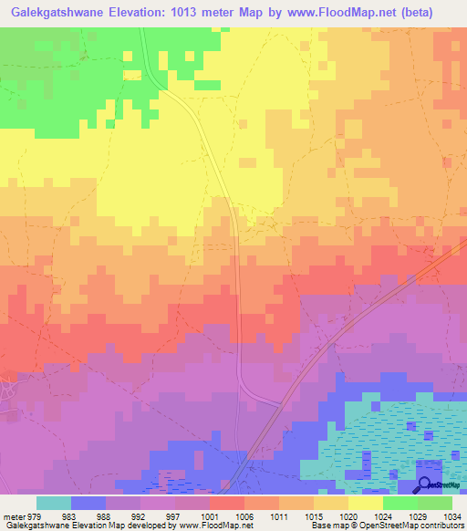 Galekgatshwane,Botswana Elevation Map