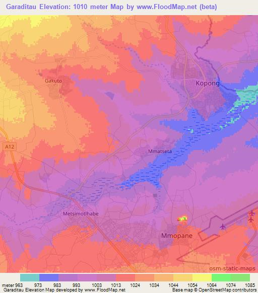Garaditau,Botswana Elevation Map