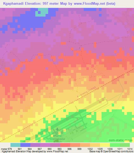 Kgaphamadi,Botswana Elevation Map