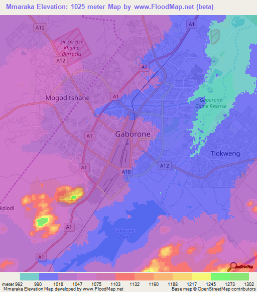 Mmaraka,Botswana Elevation Map