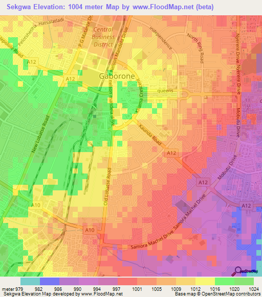 Sekgwa,Botswana Elevation Map