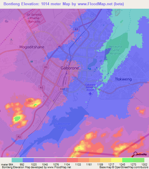 Bontleng,Botswana Elevation Map