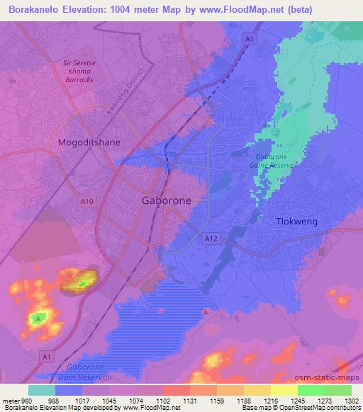 Borakanelo,Botswana Elevation Map