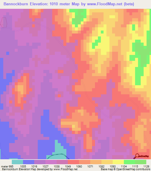 Bannockburn,Zimbabwe Elevation Map