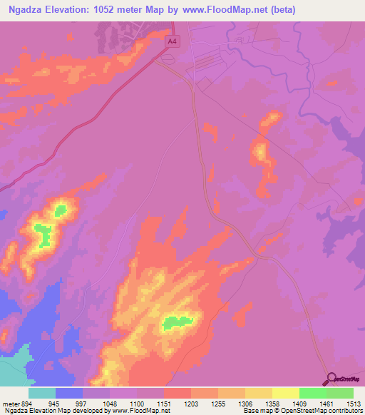 Ngadza,Zimbabwe Elevation Map