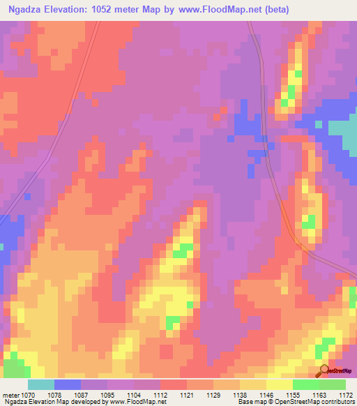 Ngadza,Zimbabwe Elevation Map