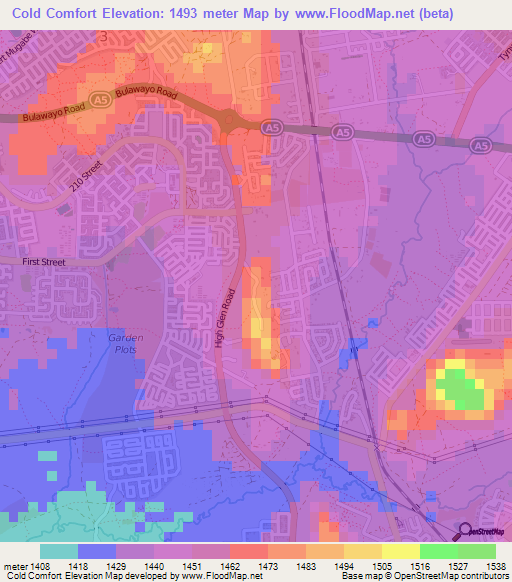 Cold Comfort,Zimbabwe Elevation Map