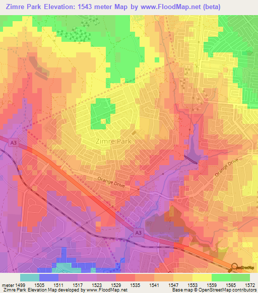 Zimre Park,Zimbabwe Elevation Map