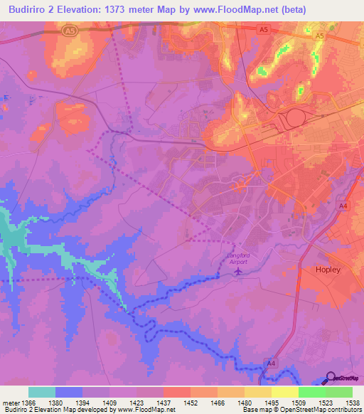 Budiriro 2,Zimbabwe Elevation Map