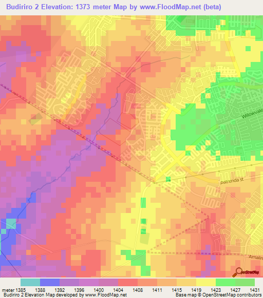 Budiriro 2,Zimbabwe Elevation Map
