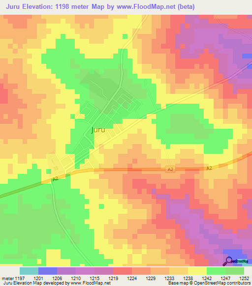 Juru,Zimbabwe Elevation Map